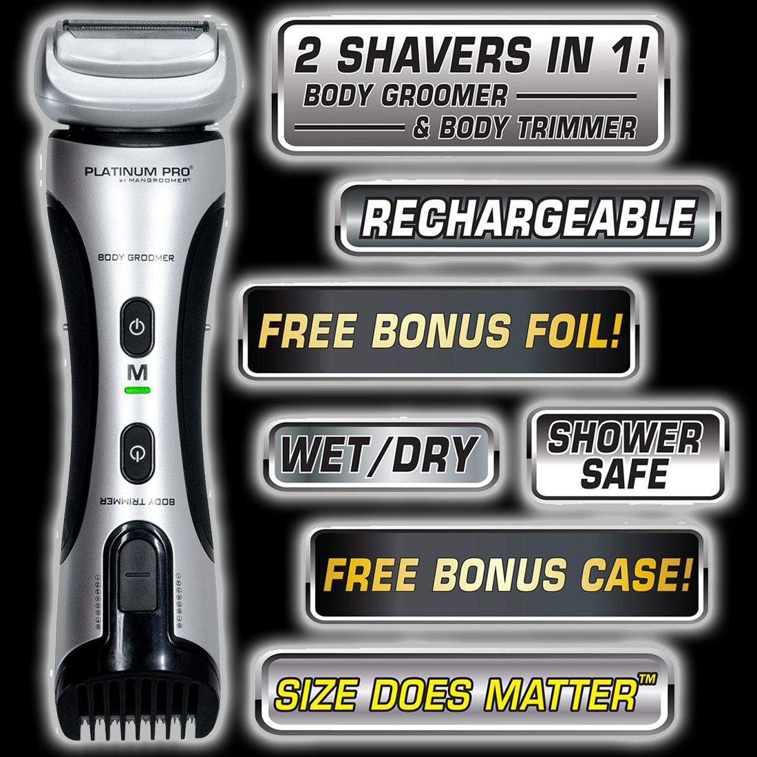 Adjustable Trimmer Guard with 8 Length Settings for Lithium Max Plus+ and Platinum Pro Body Groomer