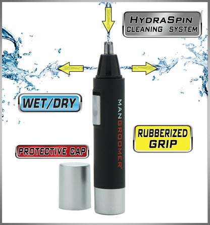 PRO Essential Nose and Ear Hair Trimmer with NEW HydraSpin Cleaning System
