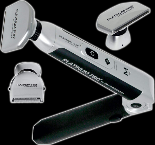 PLATINUM PRO by MANGROOMER - New Back Shaver with 3 Shock Absorber Flex Heads, Power Hinge, Extreme Reach Handle & Bonus Case! (Generation 8.0)