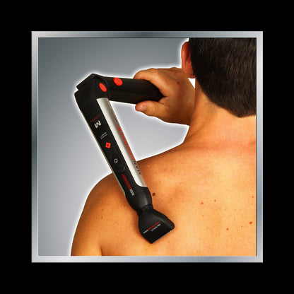 Man shaving back lock the back shaver at a different angle for maximum comfort and closeness